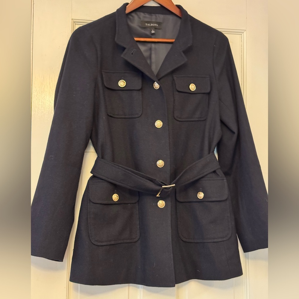 Talbots Black Pea Coat with Gold Buttons